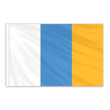 Canary Islands Indoor Nylon Flag 4'x6' with Gold Fringe -  GLOBAL FLAGS UNLIMITED, 201438F